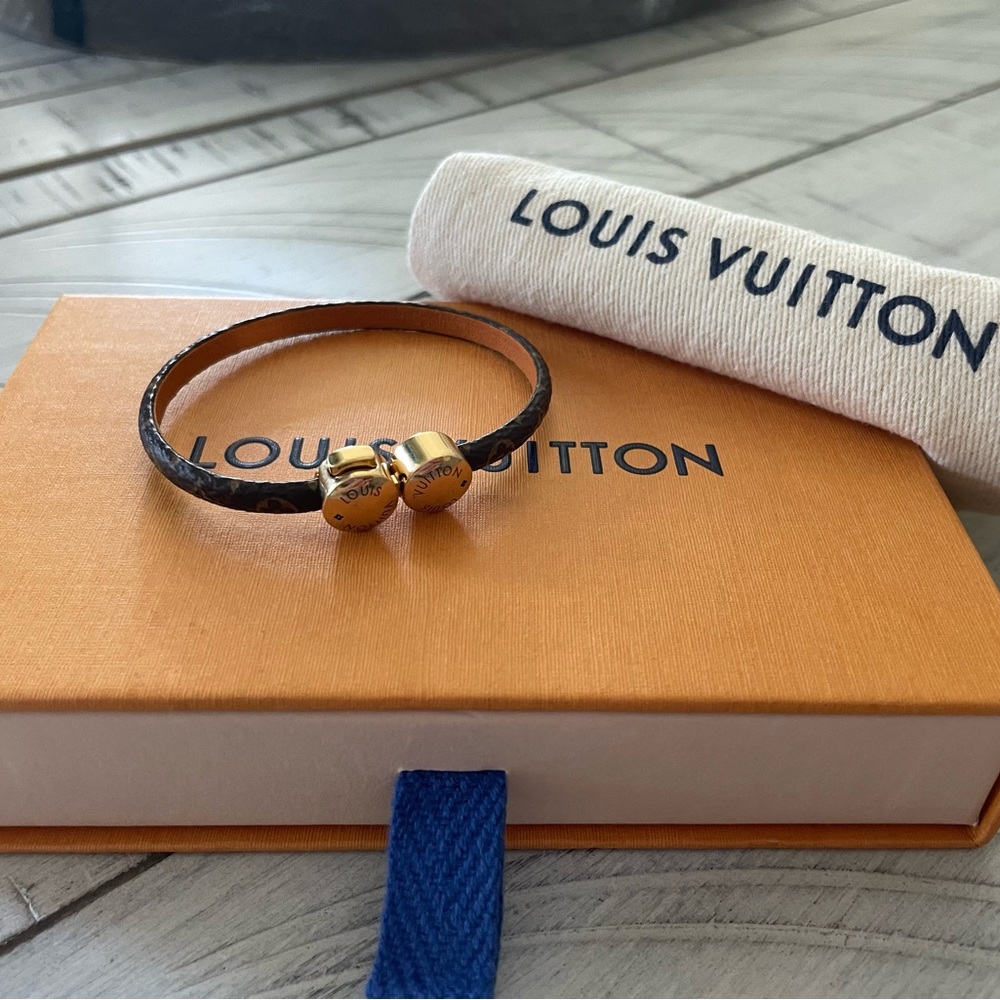 LOUIS VUITTON Historic Mini Bracelet bangle M6407 Monogram leather Brown